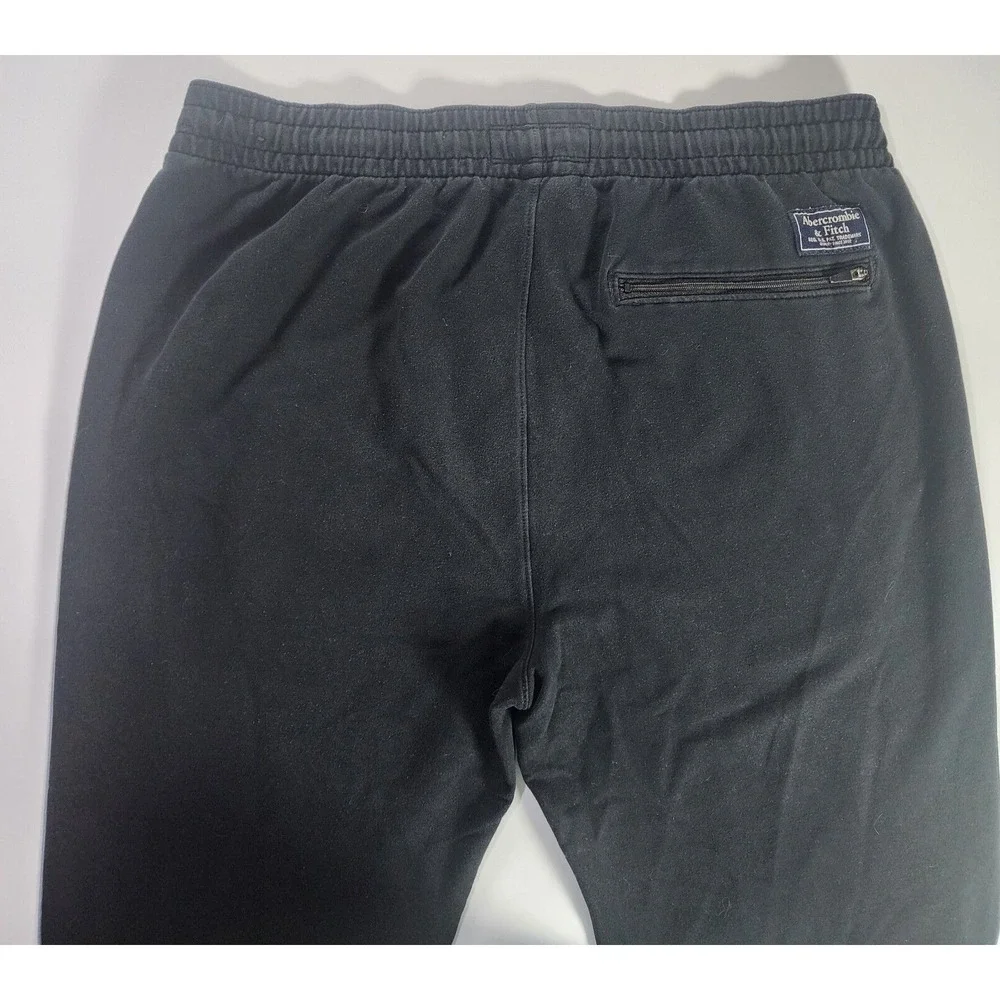 Abercrombie & Fitch Jogger Men Large Black Striped Activewear Pants Soft Fleece